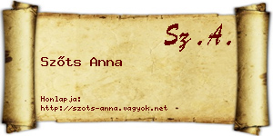Szőts Anna névjegykártya